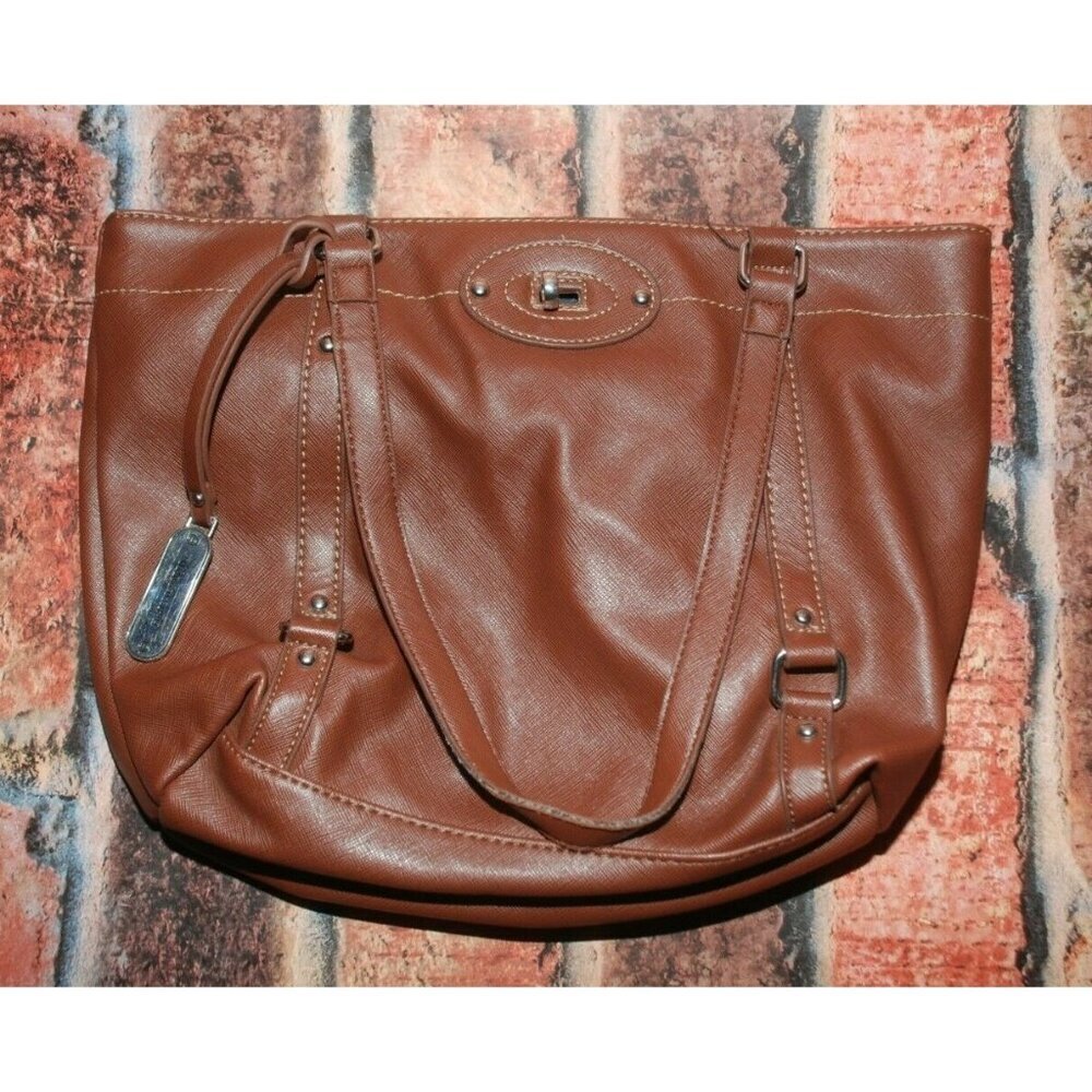 Franco Sarto Brown Shoulder Bag Purse Inside Zipper Textured Material